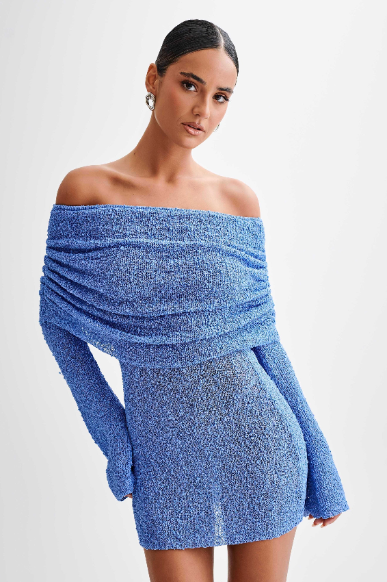 MARISOL OFF SHOULDER BOUNCLE MINI DRESS NEW